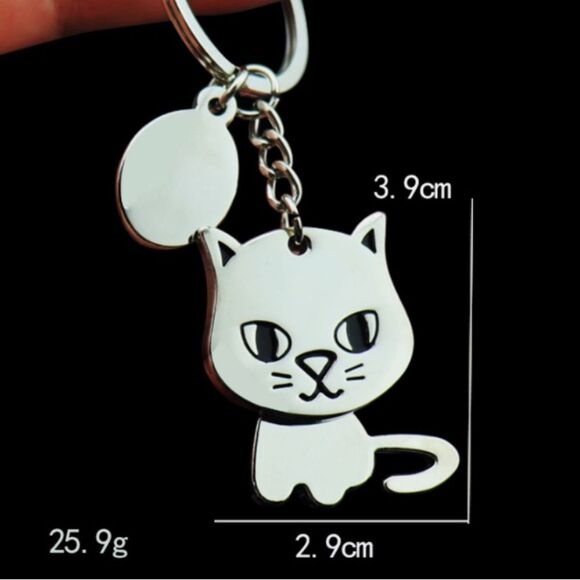 Silver Cat Keychain • Rotating Body Charm • Kawaii Cute Accessory - New - Picture 9 of 9